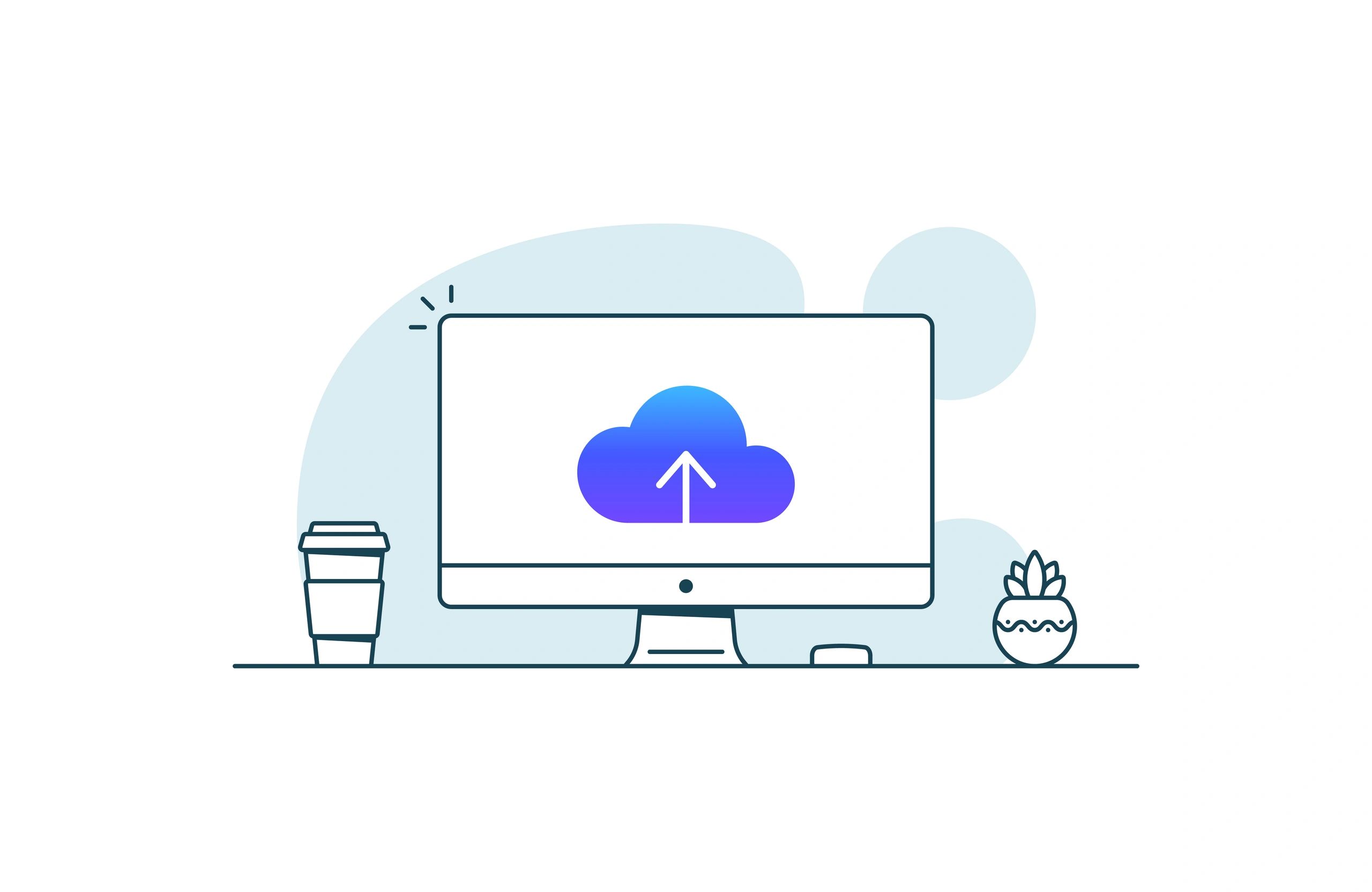 Simple line drawing of a computer monitor for online video counselling